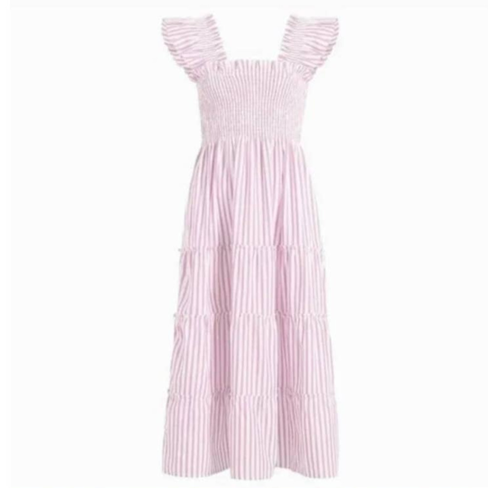 Hill House Home The Ellie Nap Midi Dress Bubblegum Pink Stripe XL Preowned